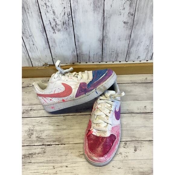 Nike Air Force 1 custom sneakers pink/purple paint splatters drip effects 5Y - Picture 3 of 6